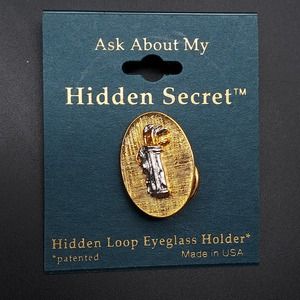 Golf Lover's Golf Bag Pin Brooch Gold Tone Esther Fuhrman Badge ID Holder NOS